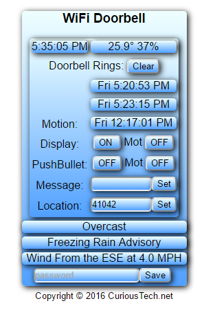 Arduino ESP8266 WiFi Doorbell Notification PushBullet Web control
