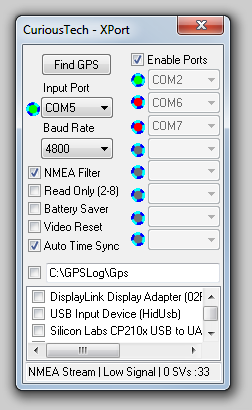 xport com port settings