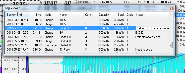Hyperion charge log viewer